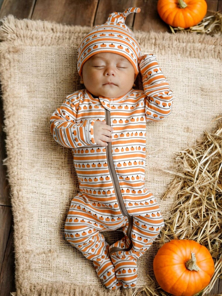 Pumpkin Stripe - Organic Zip Footie