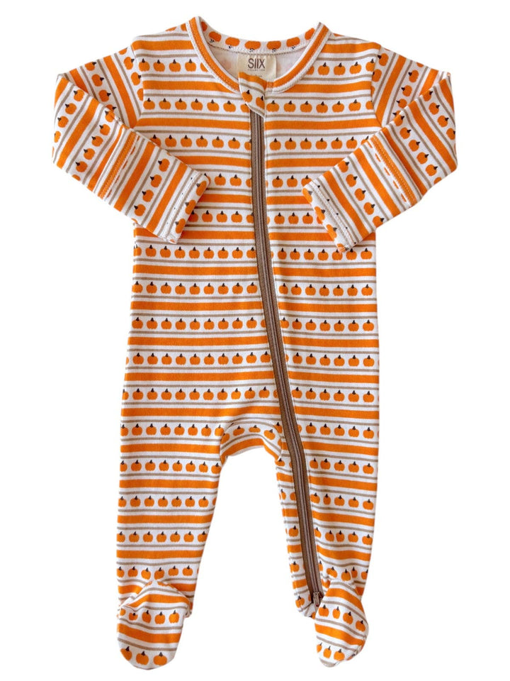 Pumpkin Stripe - Organic Zip Footie