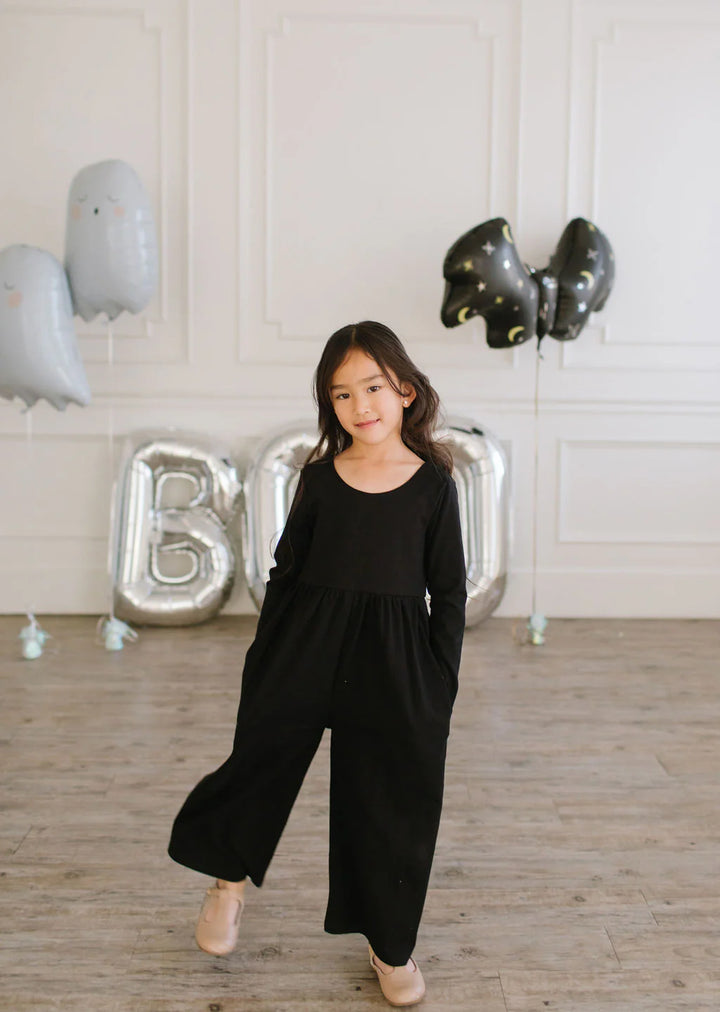 Long Sleeve Leggy Romper in Midnight