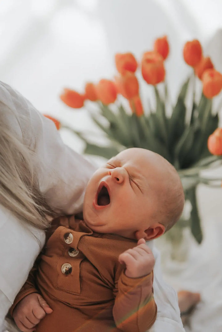 Newborn Knotted Baby Gown Set - Camel Brown