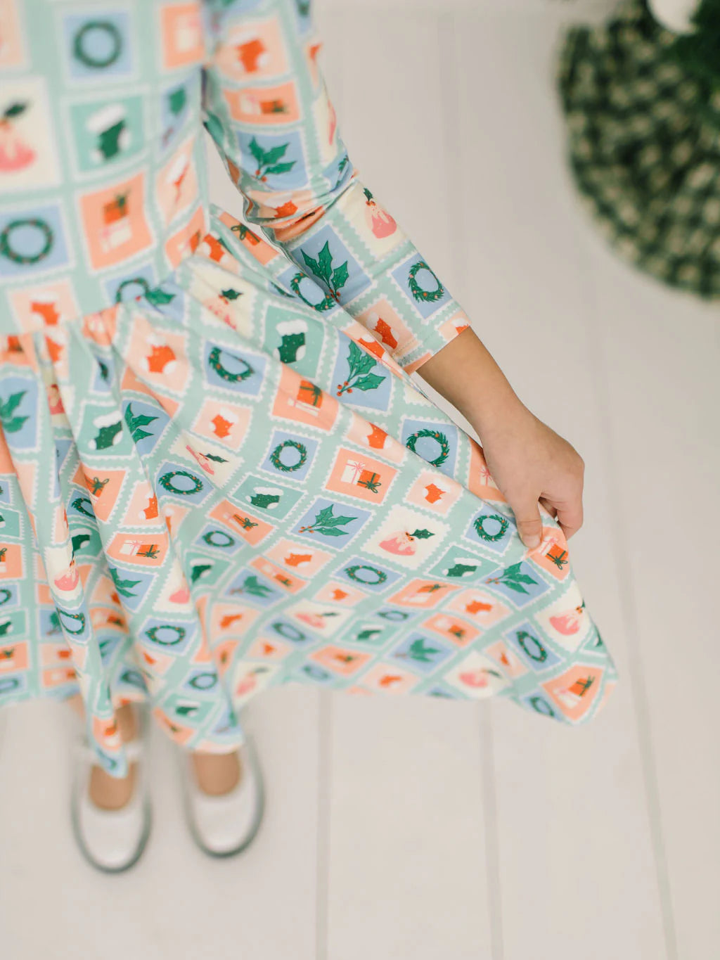 Gwendolyn Dress in Holiday Stamps