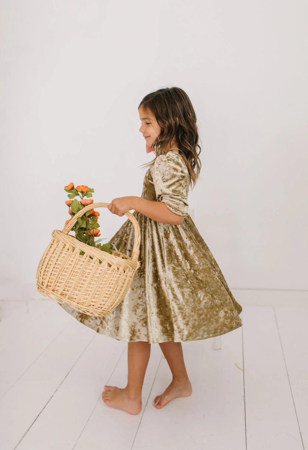 Pippa Dress in Gold Crushed Velvet