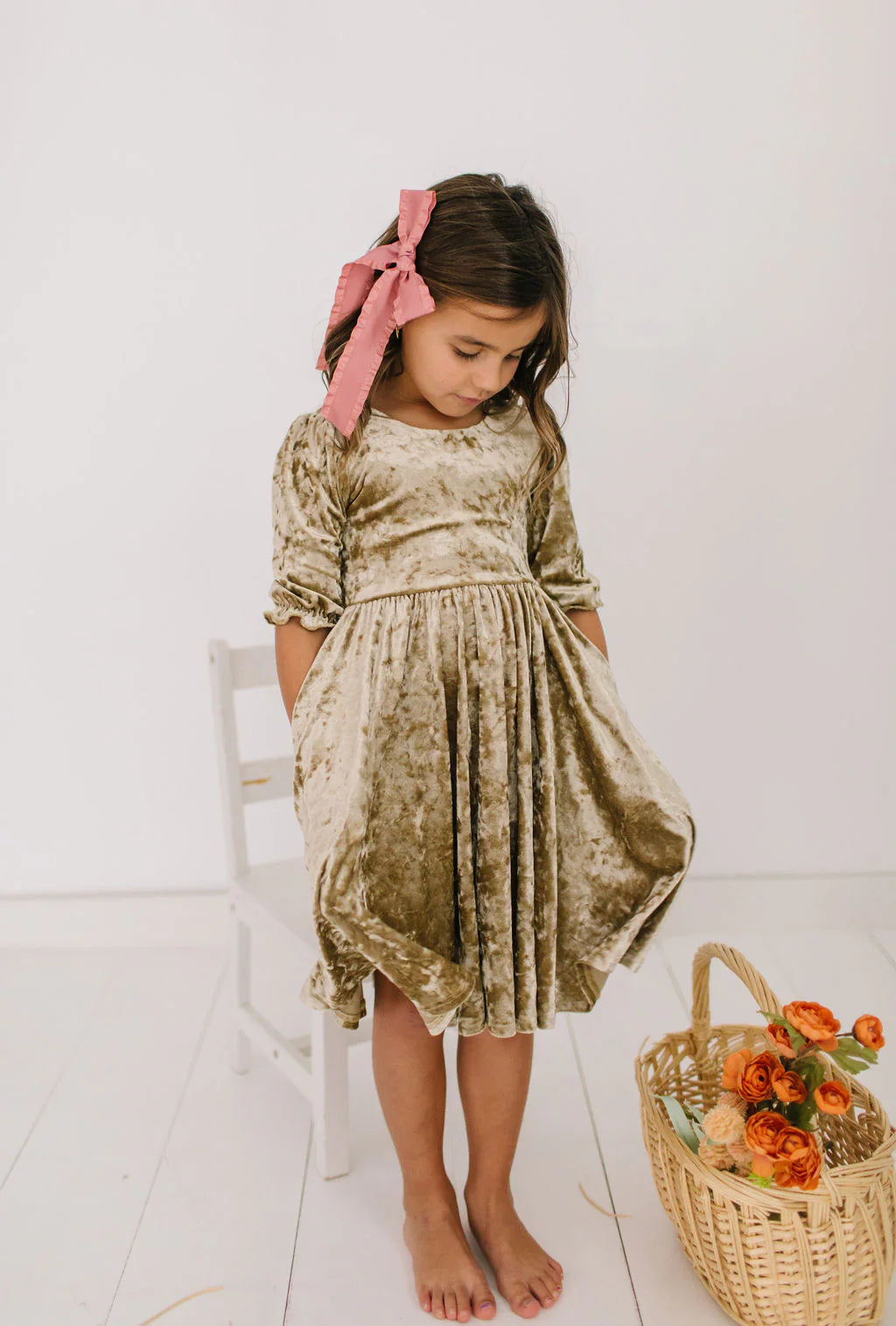 Pippa Dress in Gold Crushed Velvet