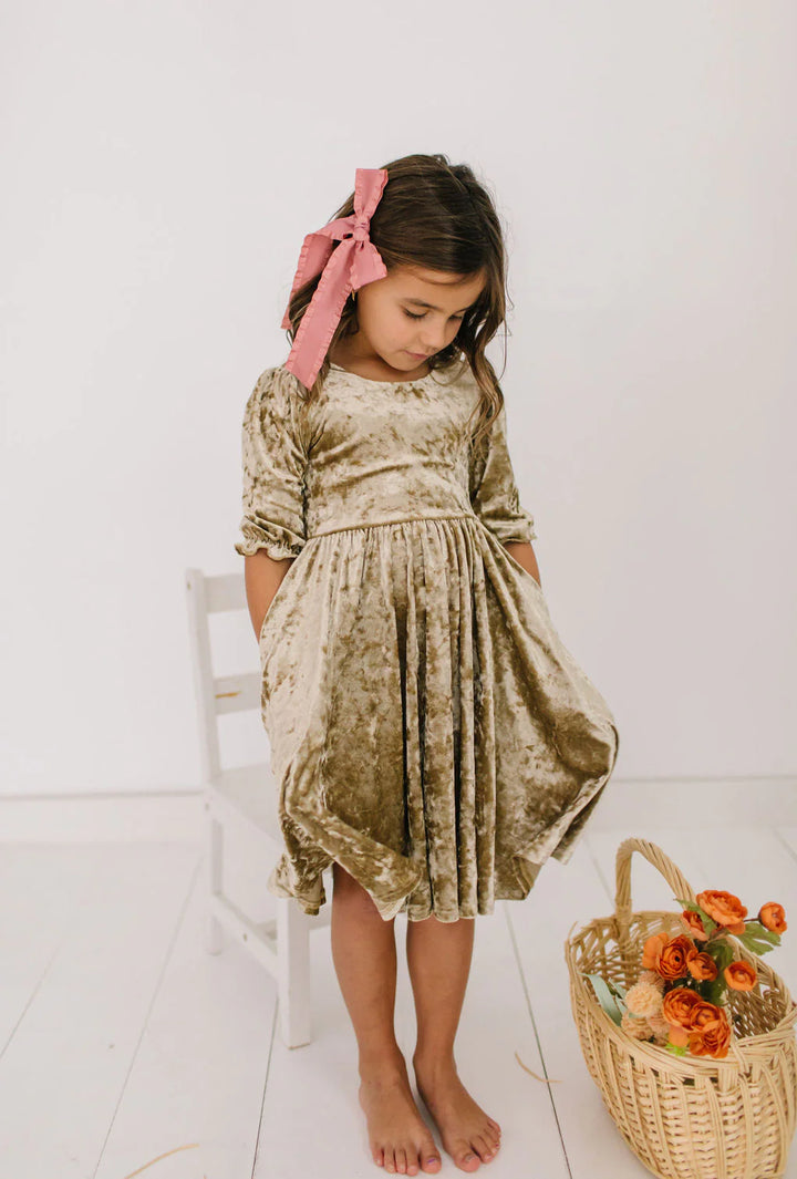 Pippa Dress in Gold Crushed Velvet