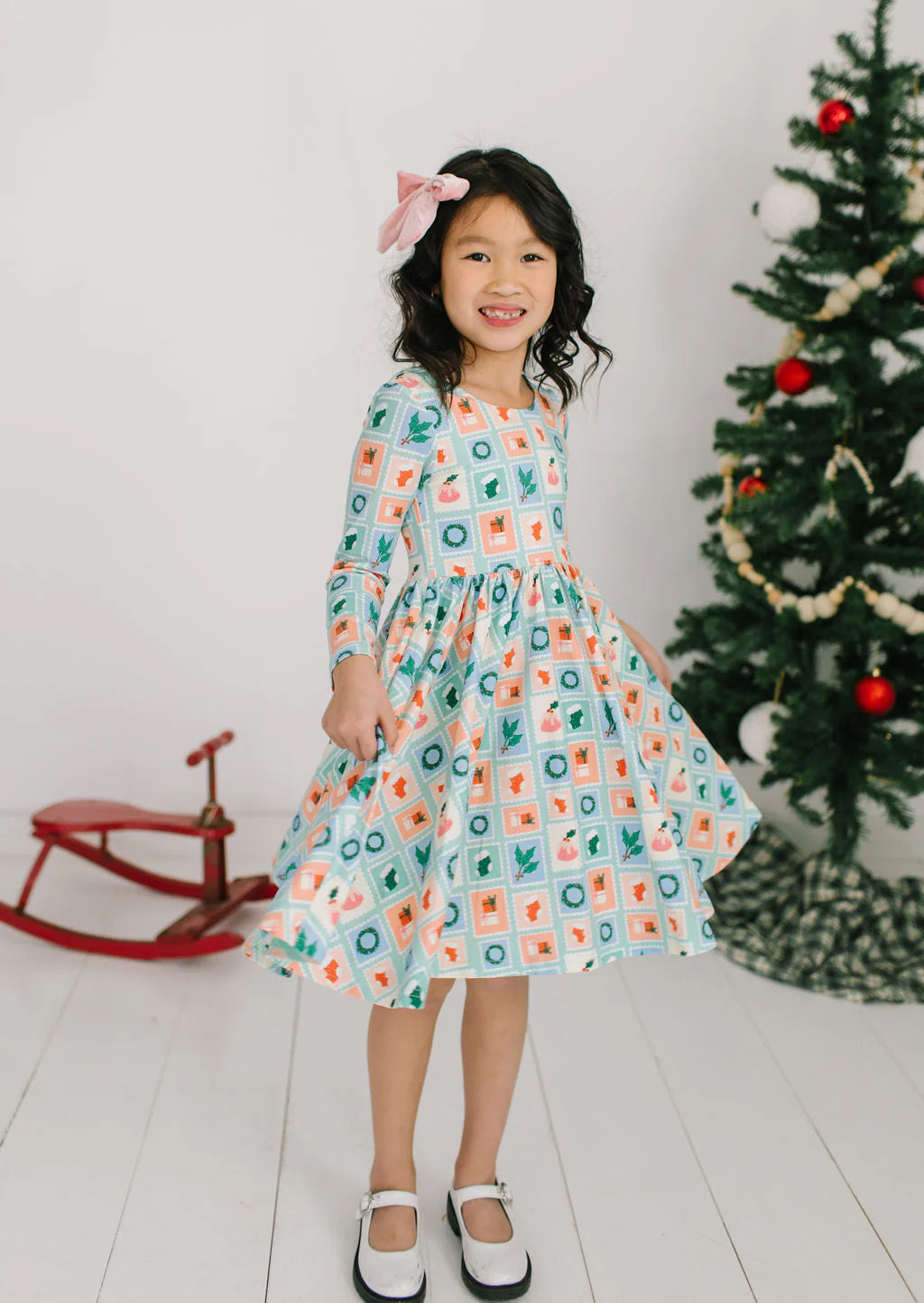 Gwendolyn Dress in Holiday Stamps