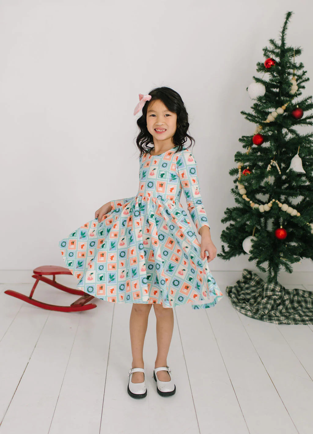 Gwendolyn Dress in Holiday Stamps