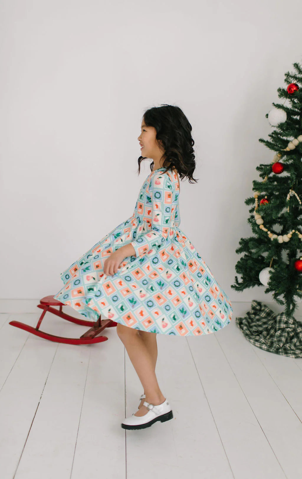 Gwendolyn Dress in Holiday Stamps
