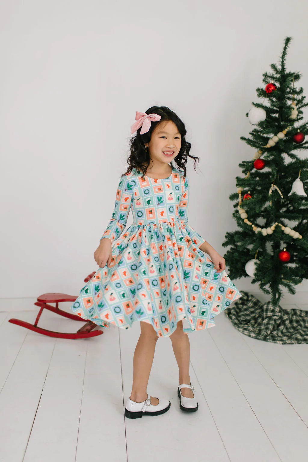 Gwendolyn Dress in Holiday Stamps