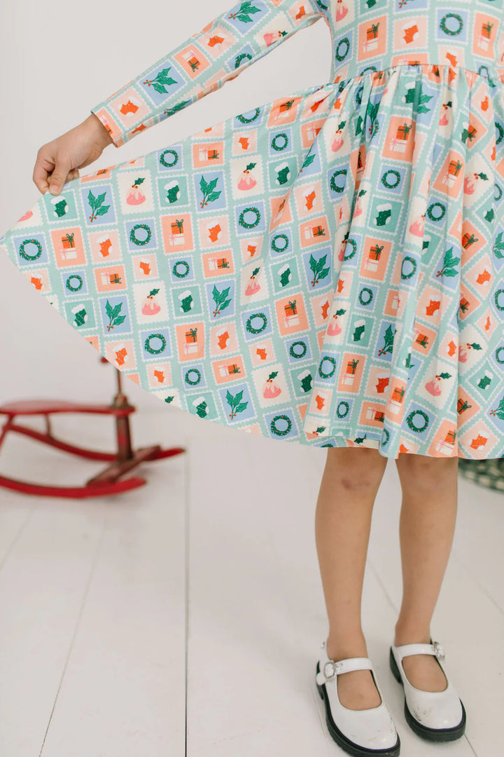 Gwendolyn Dress in Holiday Stamps