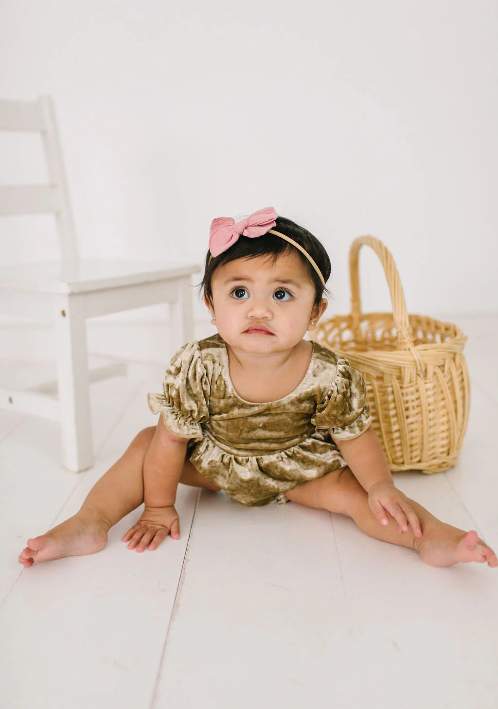 Quinn Romper in Gold Crushed Velvet