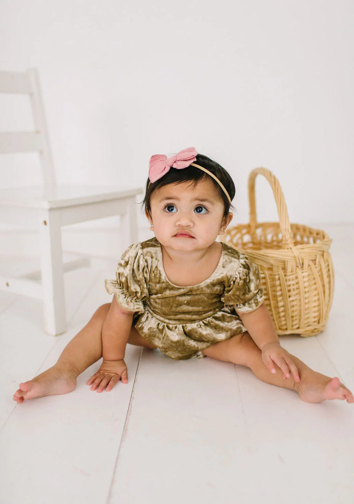 Quinn Romper in Gold Crushed Velvet