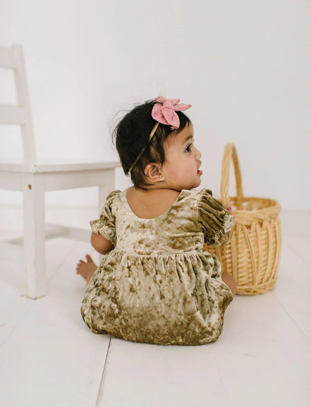 Quinn Romper in Gold Crushed Velvet