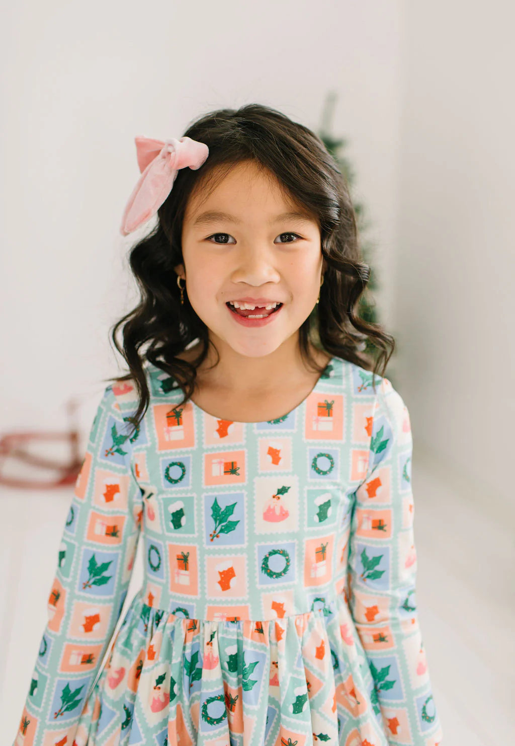 Gwendolyn Dress in Holiday Stamps