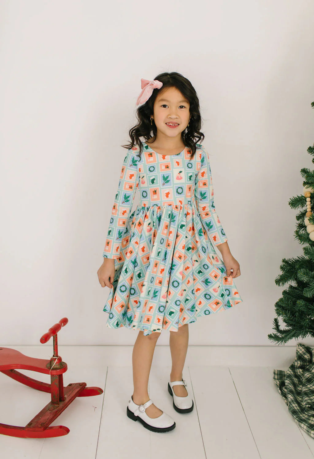 Gwendolyn Dress in Holiday Stamps