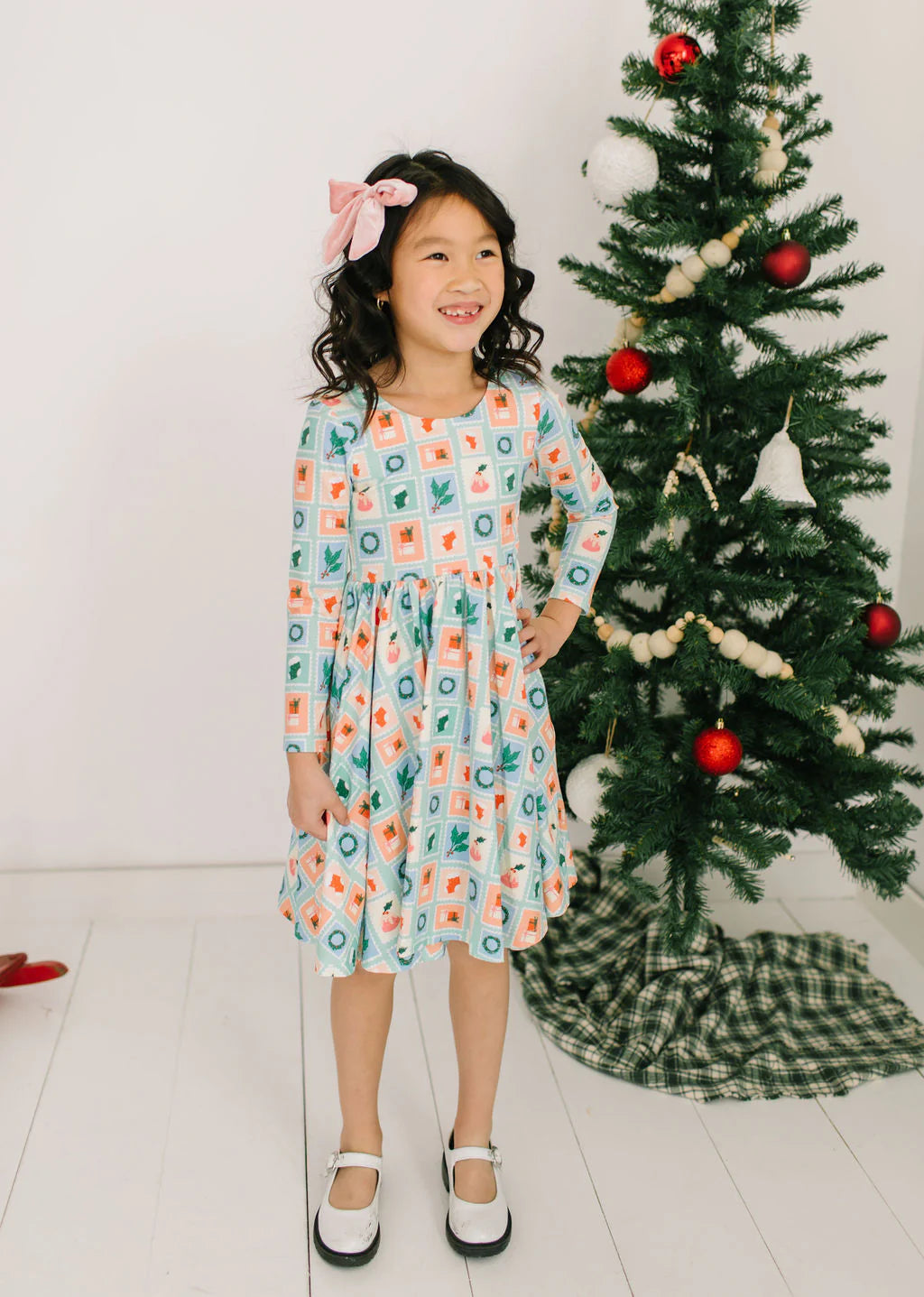 Gwendolyn Dress in Holiday Stamps
