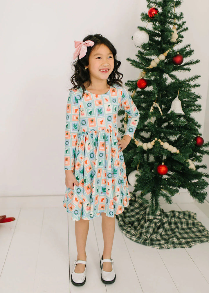Gwendolyn Dress in Holiday Stamps