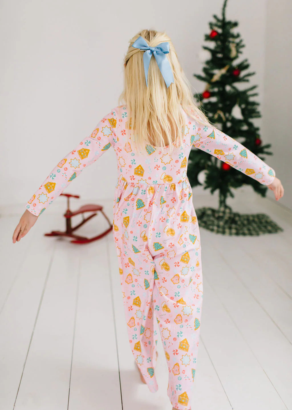 Long Sleeve Leggy Romper in Christmas Cookie