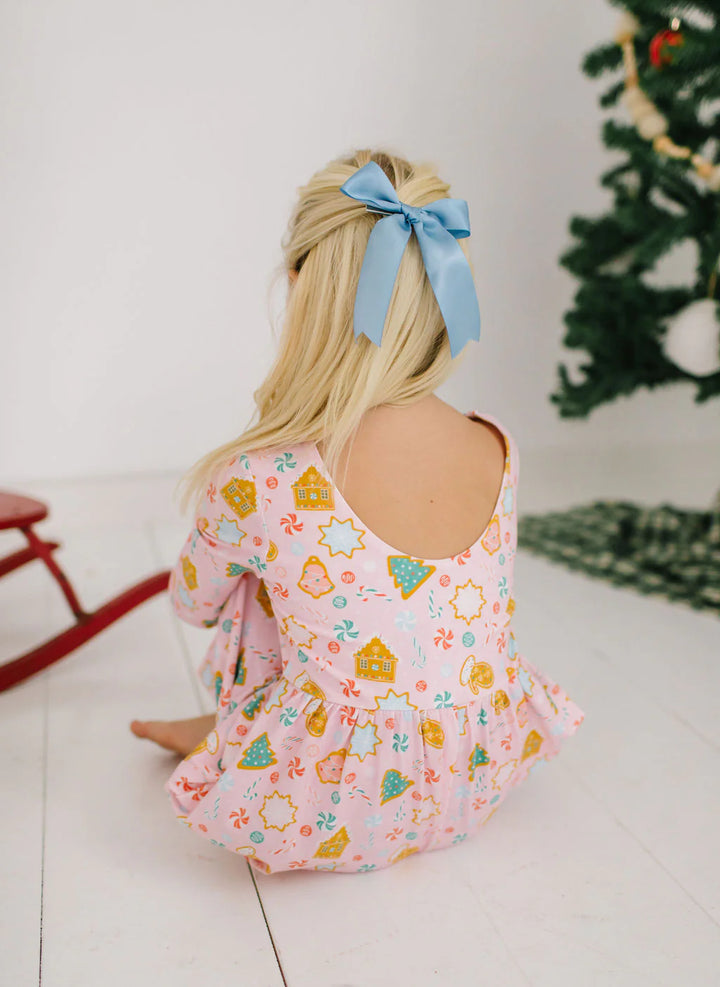 Long Sleeve Leggy Romper in Christmas Cookie