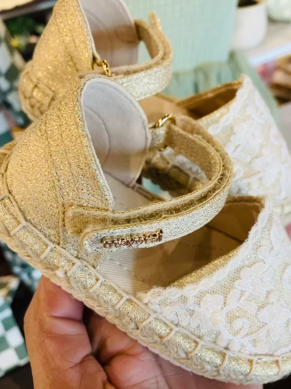 Jute Strap Shoes - Gold