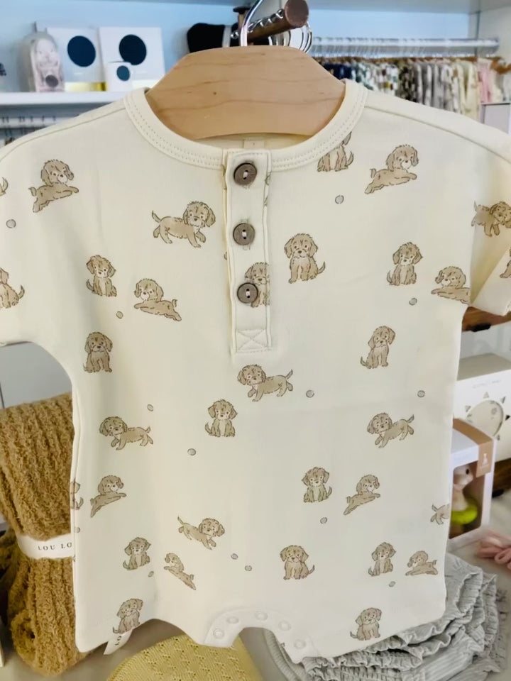 SHORT SLEEVE ONE-PIECE || PUPPIES