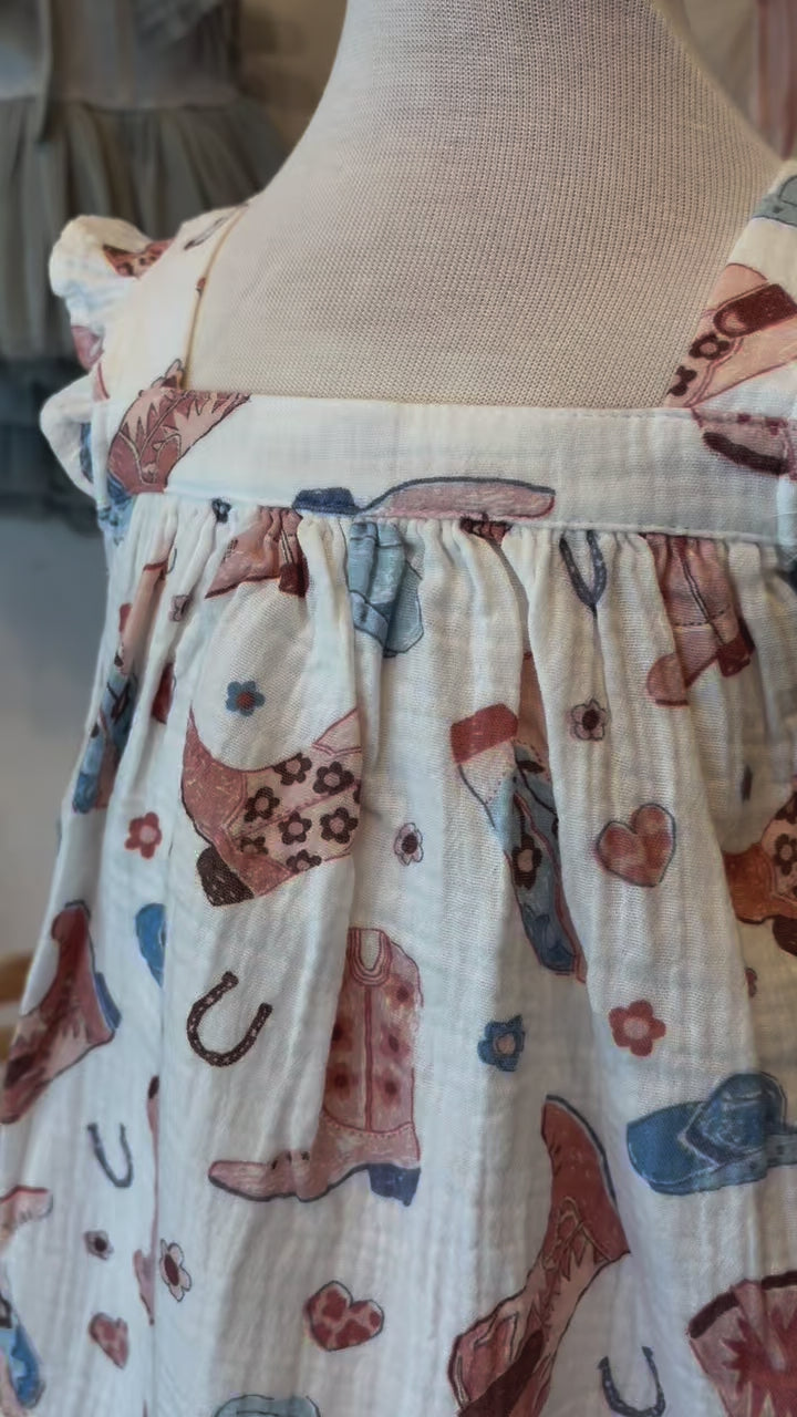 Cowboy Boots Pink Sundress