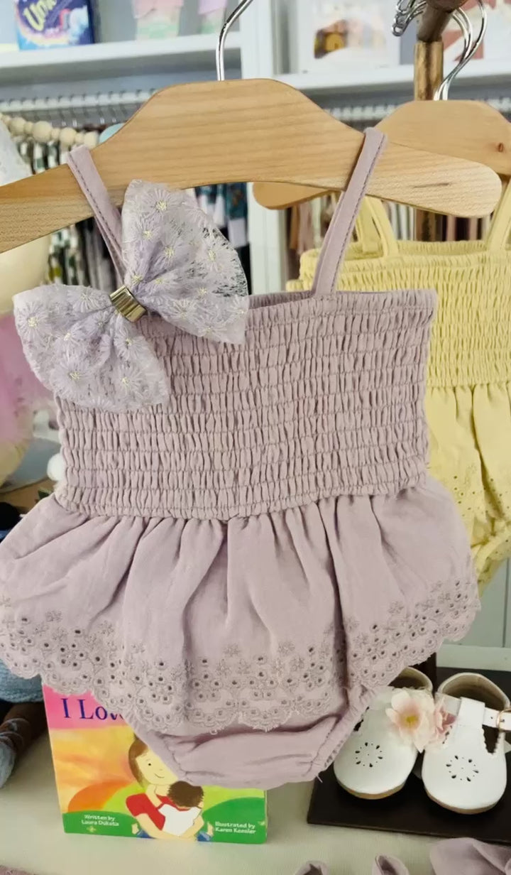 Smocked Skirted Romper - Lavender