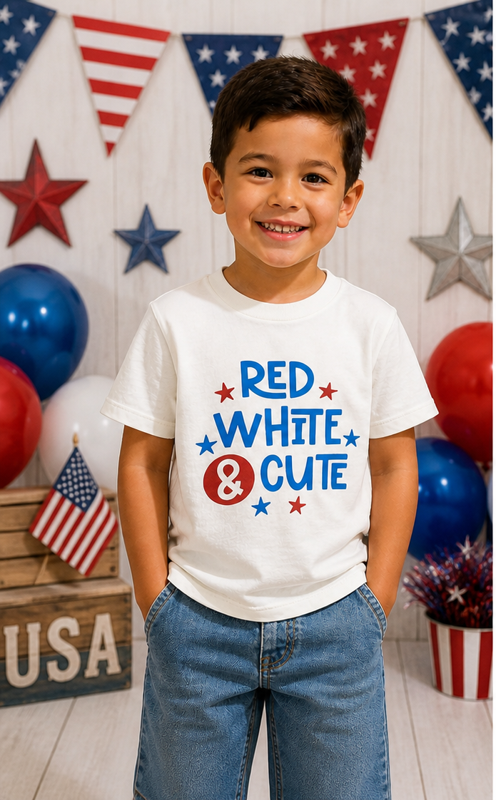 Red, White & Cute Tee in Cream