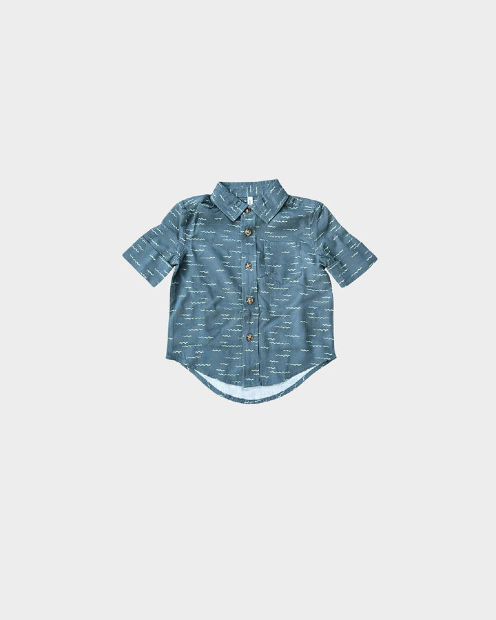 Boy's Button Up Shirt in Waves