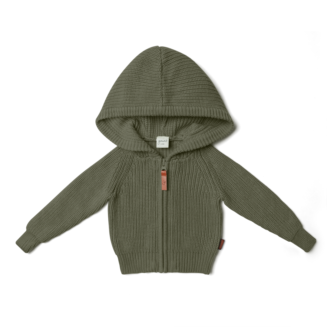 Organic Cotton Kids Knit Hoodie - Noble Fir