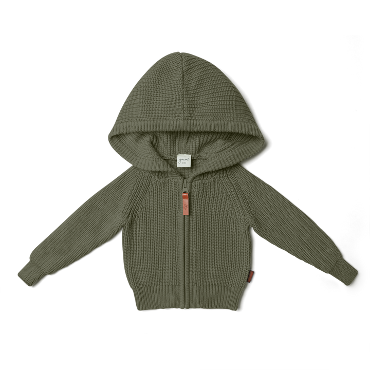 Organic Cotton Kids Knit Hoodie - Noble Fir