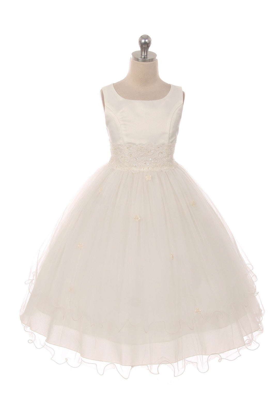 Ivory Lace Trim Tulle Dress