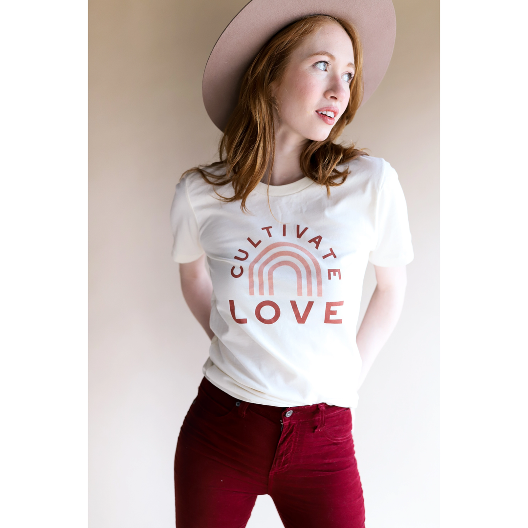 Cultivate Love, Adult Graphic Rainbow Tee