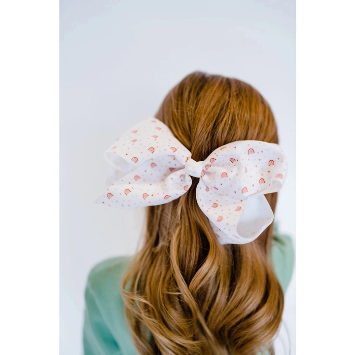 Little Neutral Rainbow 7” Grosgrain Hair Bow