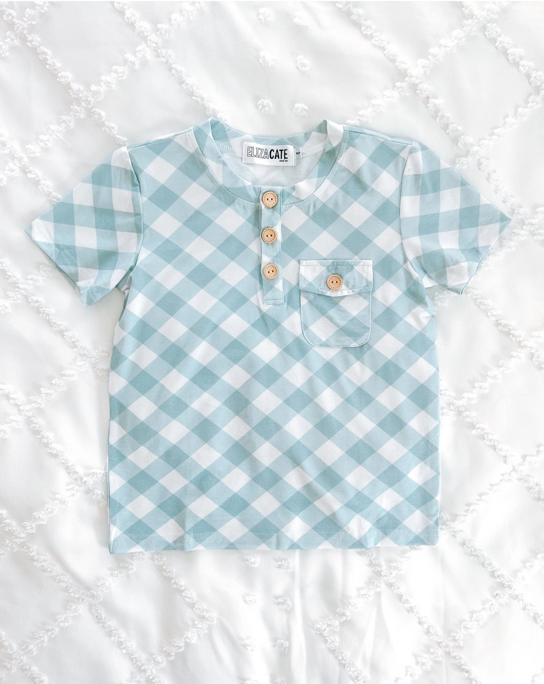 Pocket Tee | Sky Gingham