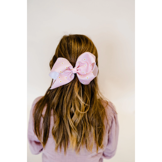 Blush Daisies 7" Grosgrain Hair Bow