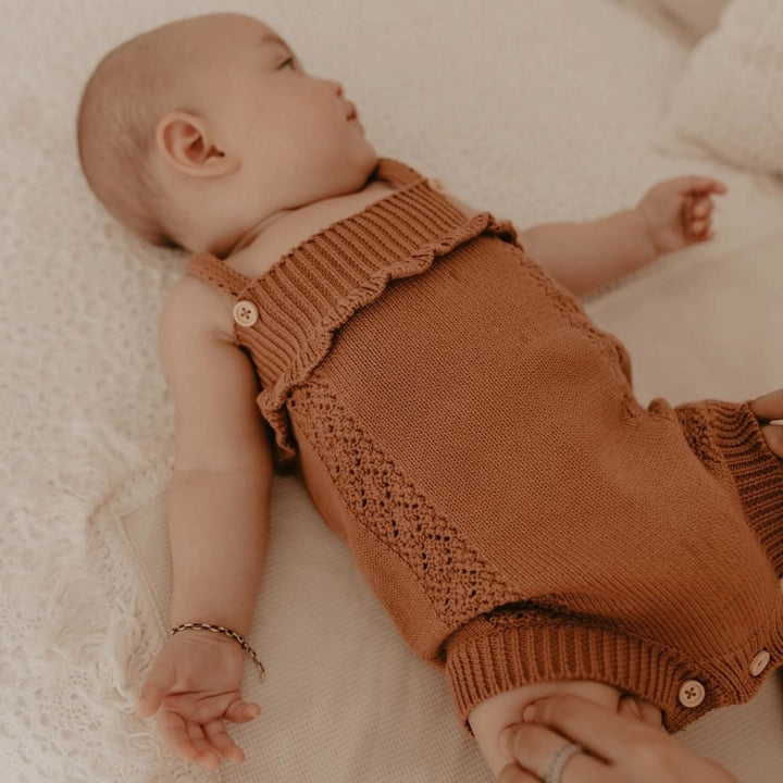 Hattie Organic Knit Romper - Mocha