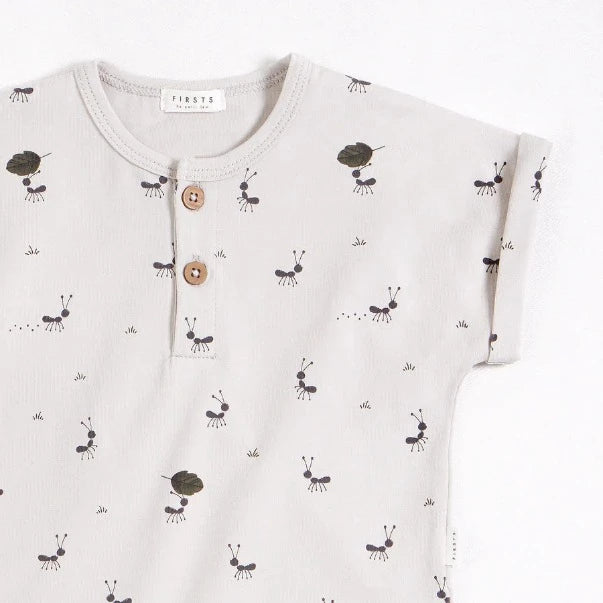 Marching Ants Print on Henley Shorts Set