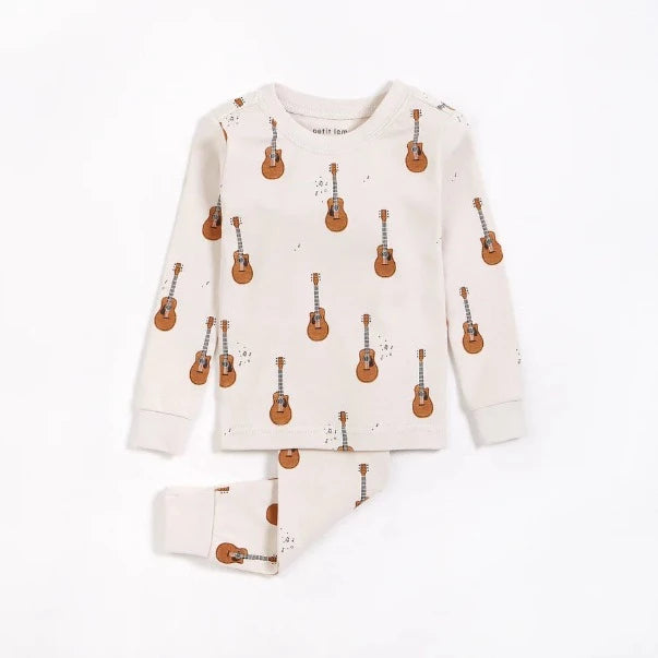 Guitar Print on Crème PJ Set