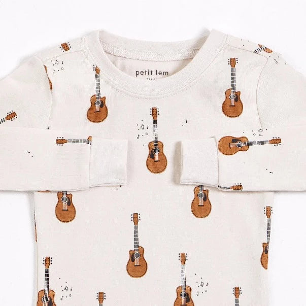 Guitar Print on Crème PJ Set
