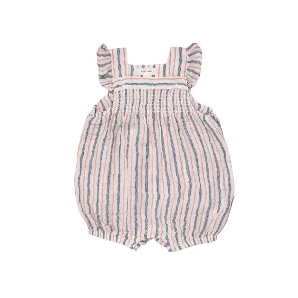 Nautical Smocked Overall Shortie