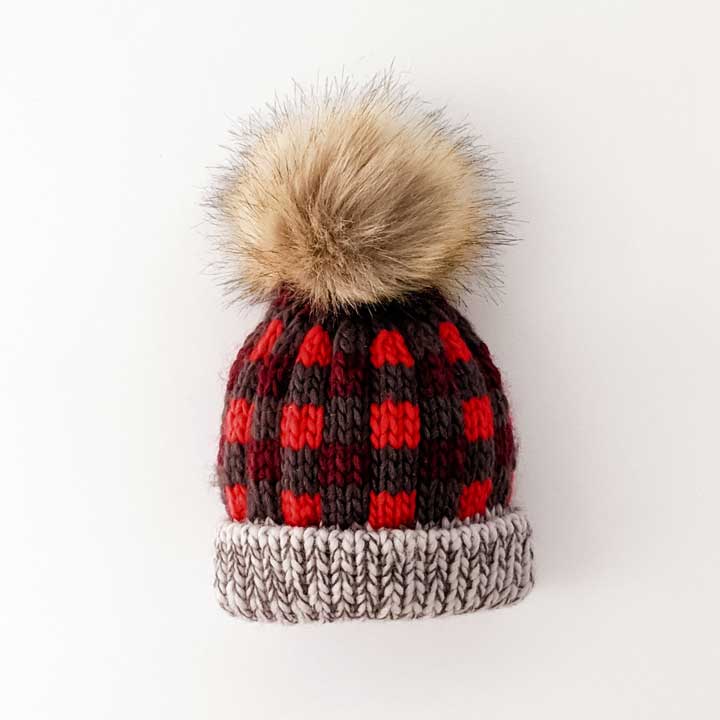 Knit Beanie Hat - Red