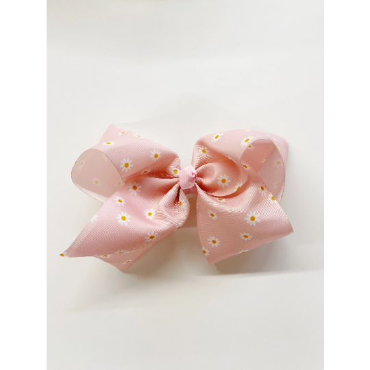 Blush Daisies 7" Grosgrain Hair Bow