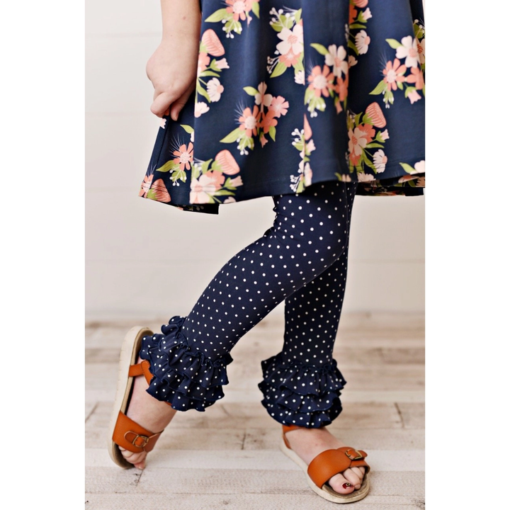Navy Blue Pin Dot Leggings