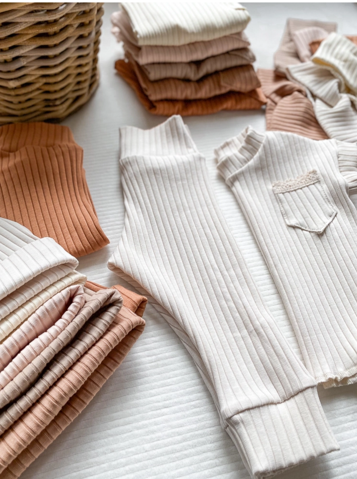 Baby leggings / soft ribbed cotton - Blush