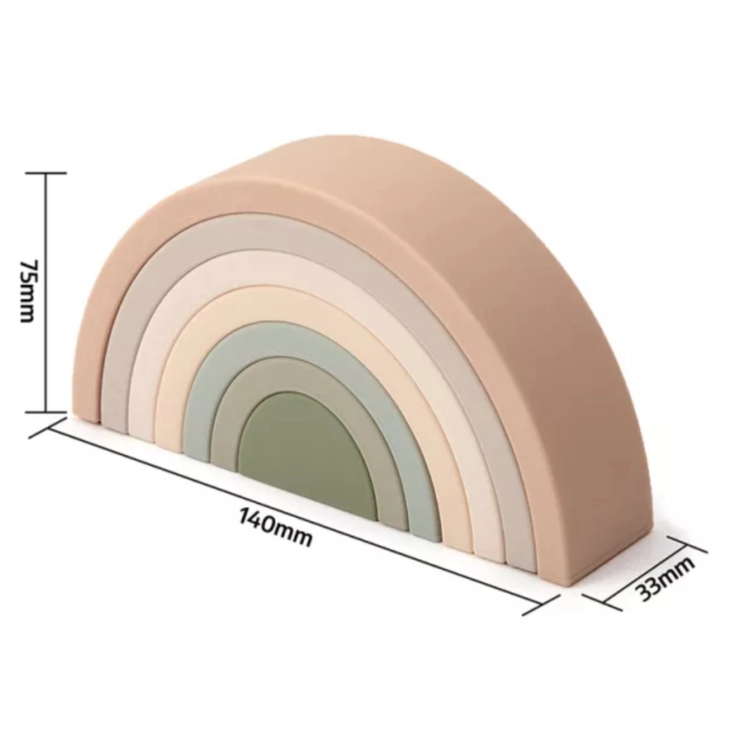 Silicone Rainbow Building Blocks- Earth Tones