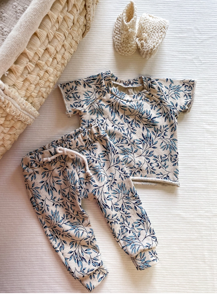 Baby linen shirt / blue floral