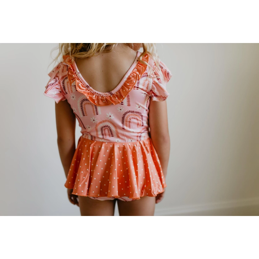 Coral Rainbow Skirted Leotard