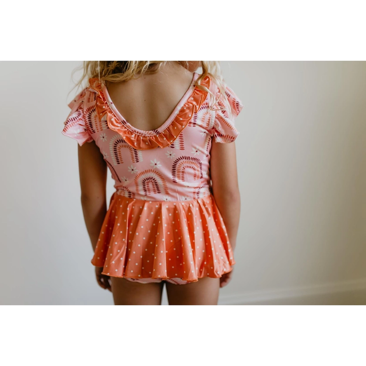 Coral Rainbow Skirted Leotard