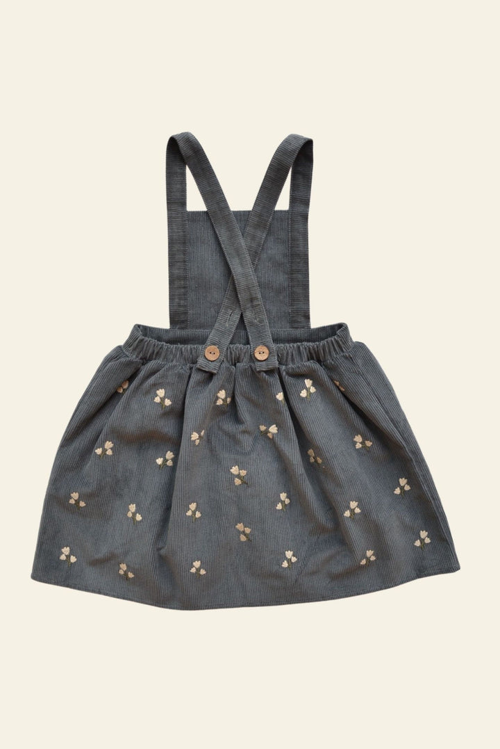 Corduroy embroidered dress