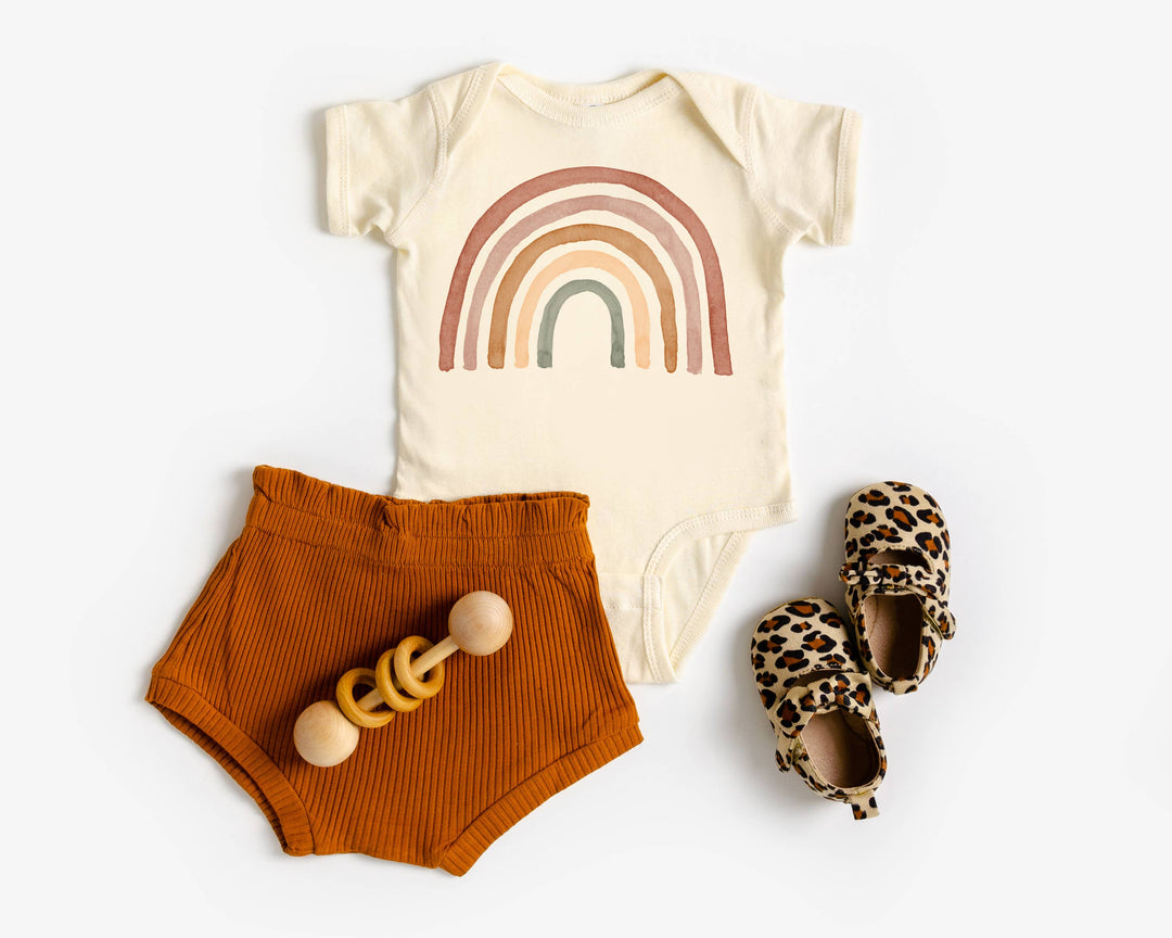 Watercolor Browns Rainbow Natural Color Baby Bodysuit